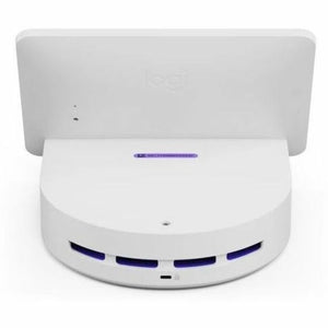 Logi Dock Flex White - rear view showing USB-C, USB-A, HDMI and ethernet ports