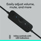 Logitech H570e USB-C Mono Headset - inline cable controller with mute/volume buttons