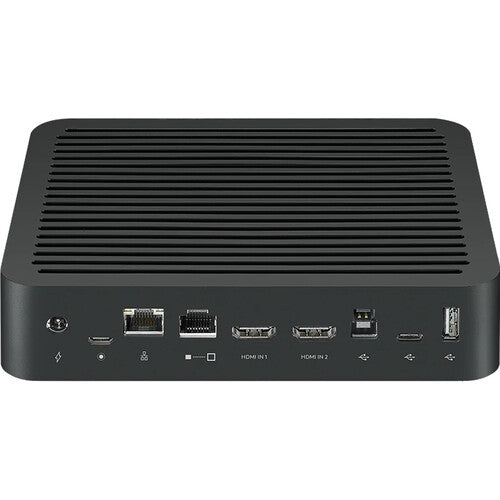 Rally Table Hub - front port panel showing power, USB-C, RJ45, HDMI and USB-A connections