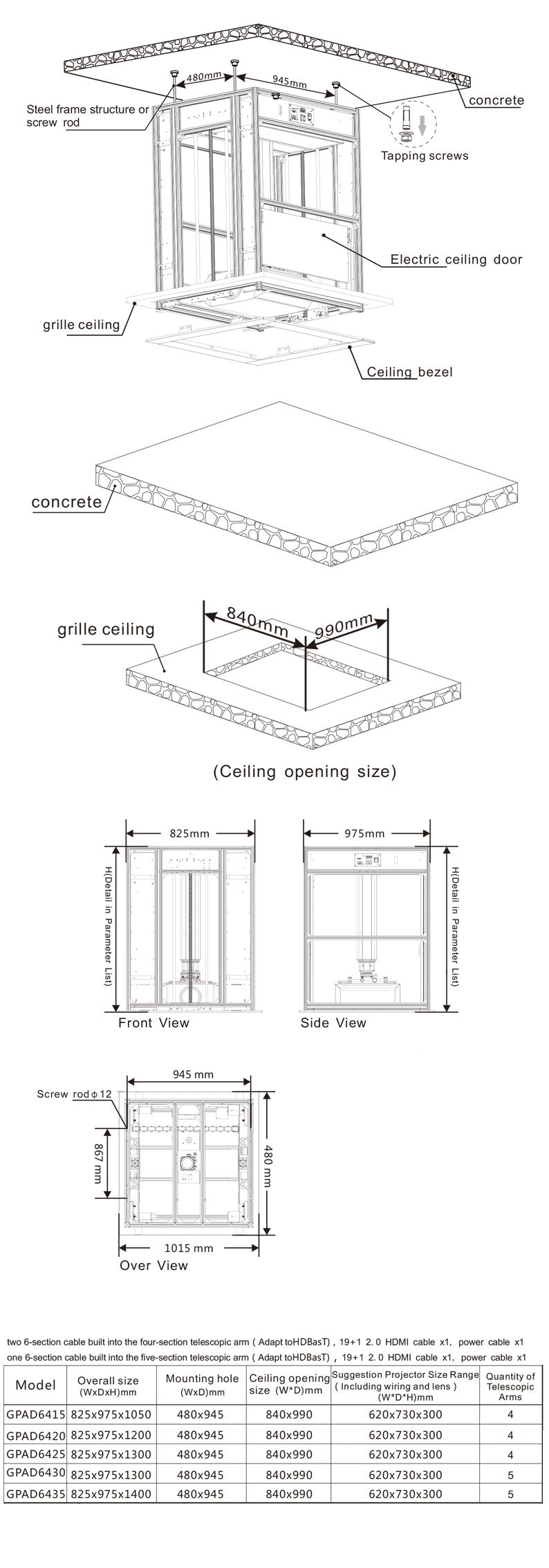 GPAD/AC 64 Series dimension drawing
