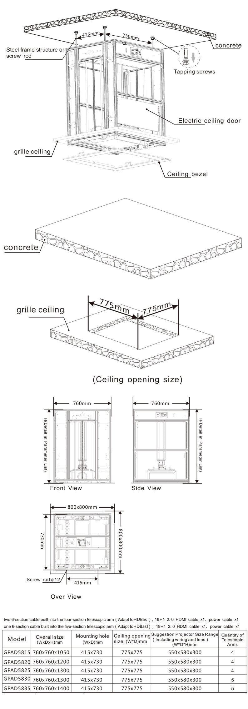 GPAD/AC 58 Series dimension drawing