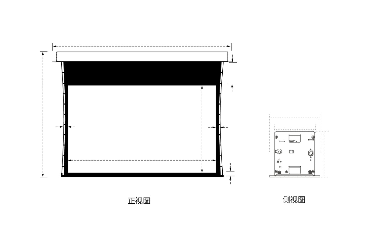 Premium Series tab-tension screen dimension diagram