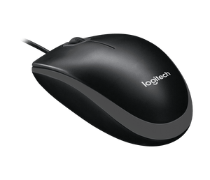 Logitech B100 Optical USB Mouse, black, side view