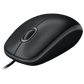 Logitech B100 Optical USB Mouse, black, alternate angle