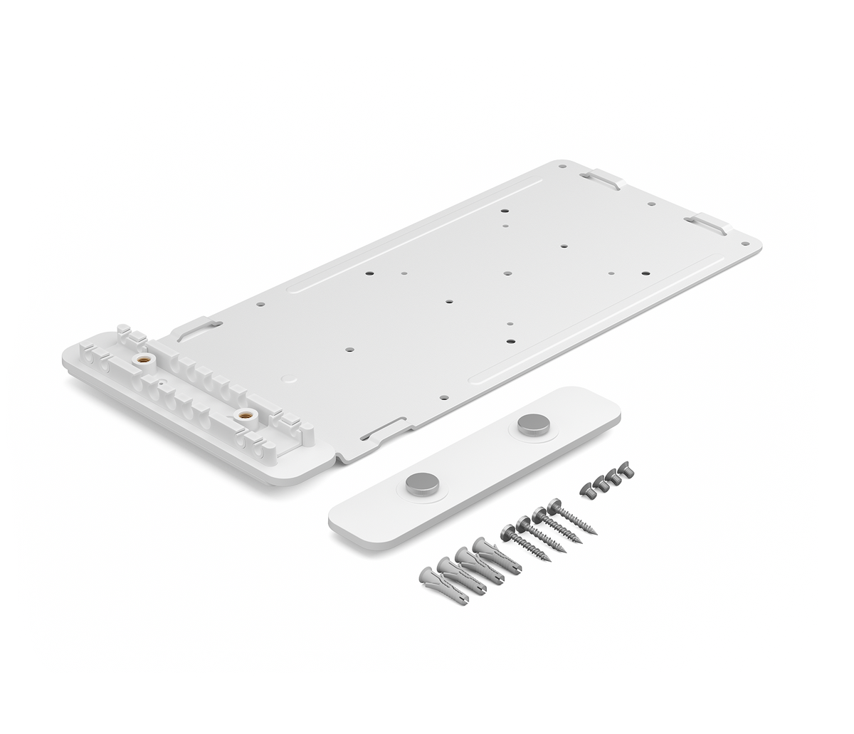 Logitech Compute Mount - bracket exploded view with cable retention channel