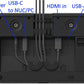 Logitech Tap - connections diagram showing USB-C, USB-A, HDMI and power ports