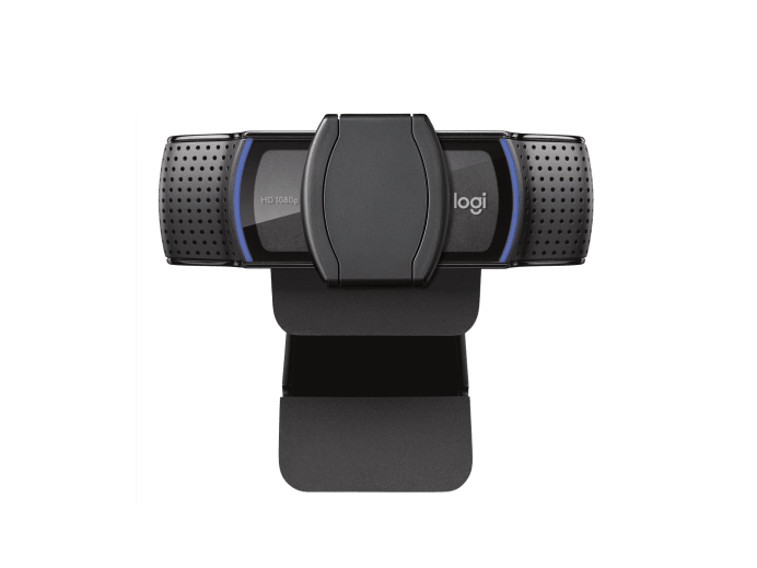 Logitech C920e webcam angled view