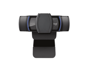 Logitech C920e webcam angled view