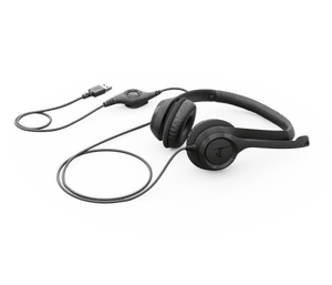 Logitech H390 headset - top view showing USB-A cable connector