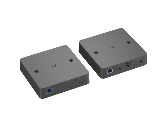 Logitech Extend - rear ports view showing RJ45, USB-A, USB-C connections