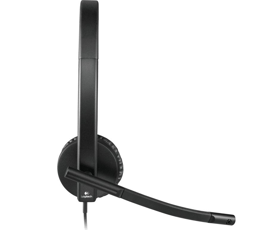 Logitech H570e Mono USB Headset - alternate angle with USB cable