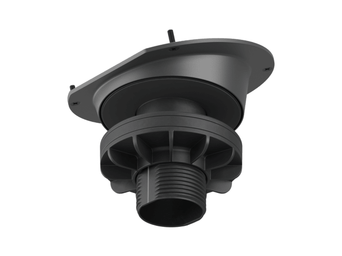Logitech Tap Riser Mount - underside showing threaded cable pass-through