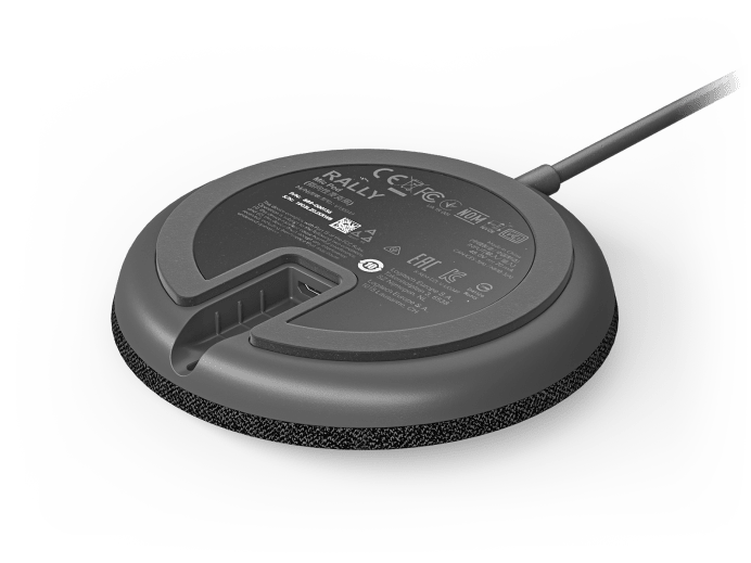 Rally Mic Pod Graphite/Black - angled underside view with cable