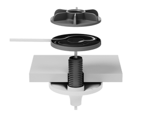 Rally Mic Pod Pendant Mount (Off-White) - exploded view showing internal cable connection