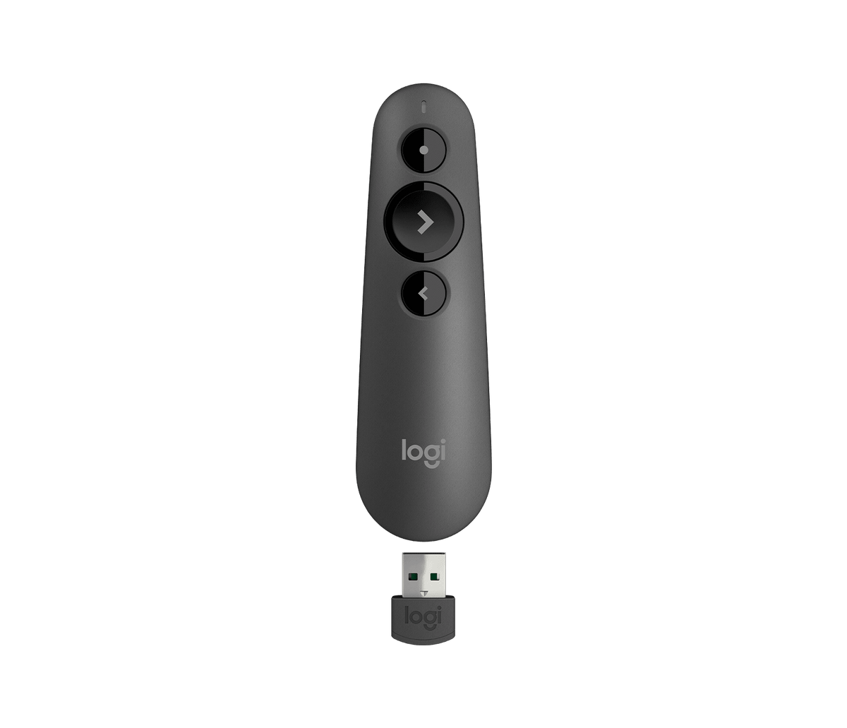 Logitech R500s Laser Presentation Remote, graphite, side view