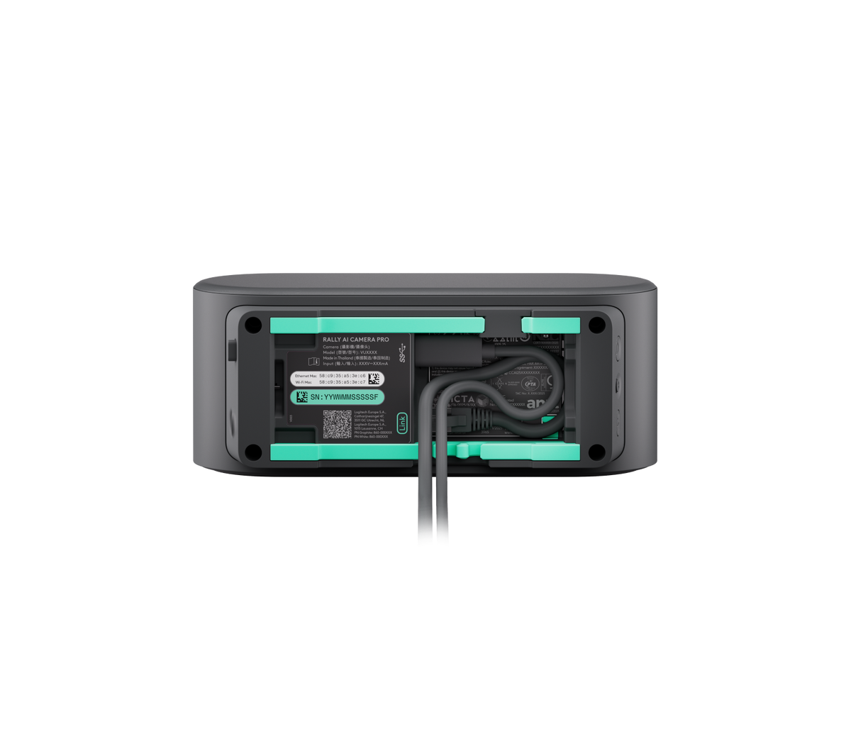 Rally AI Camera Graphite - back view with ports