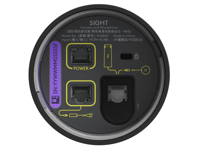 Logitech Sight - bottom closeup showing mount connector interface