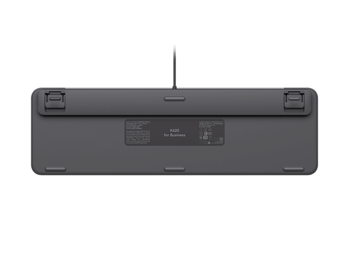 Logitech K620 for Business Graphite - bottom view showing cable exit and feet