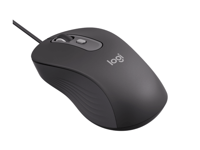 Logitech M520 for Business Graphite mouse three-quarter back view