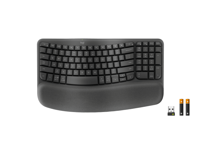 Logitech Wave Keys for Business Graphite - underside view showing receiver/battery compartment