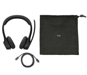 Logitech Zone 305 - USB-C charging cable with connector ends and carrying pouch