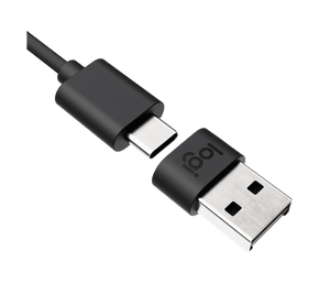 Logitech Zone Wired Headset - USB-C connector plugging into USB-A adapter